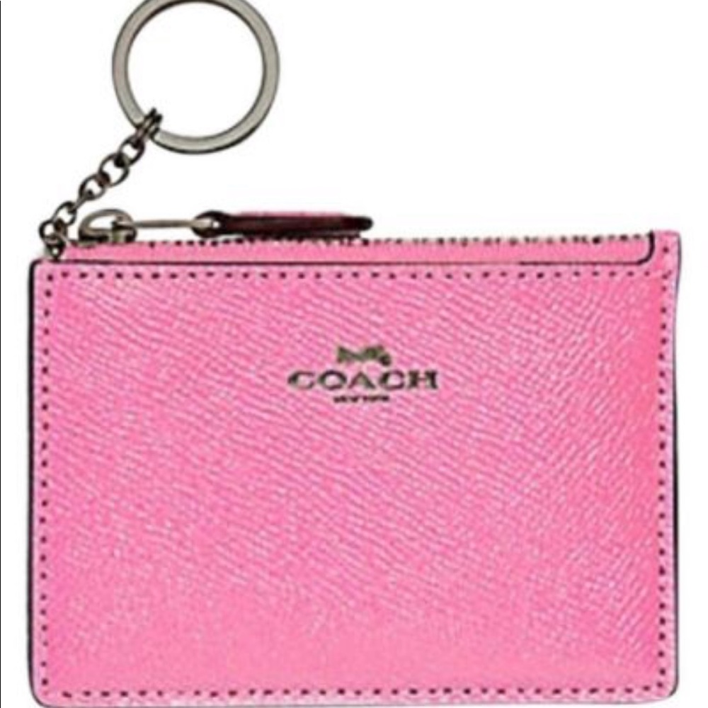Coach pink key ring ID holder